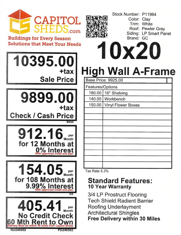 P11964 Price Sheet
